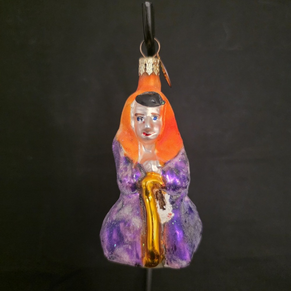 VTG 1997 Christopher Radko Witch Way 97-002-0 Halloween Glass Ornament 4" SEE